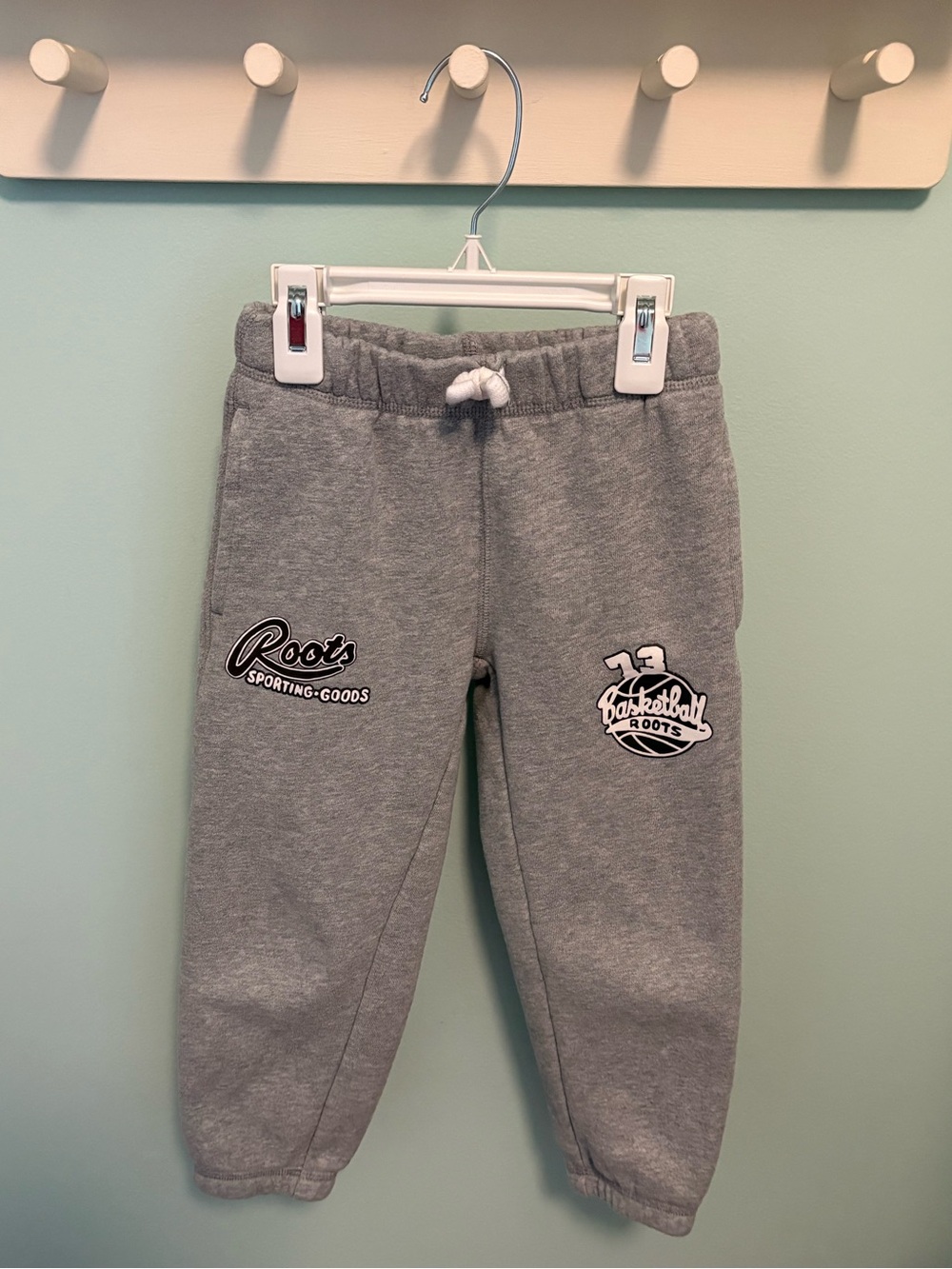 Roots Kids Gray Sweatpants with Basketball Patch